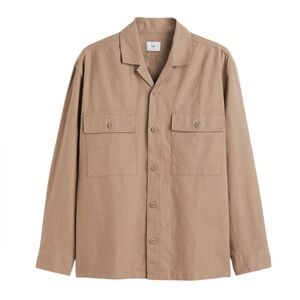 H&M relaxed fit beige cargo pocket button down